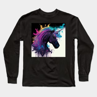 Cosmic Unicorn Splatter Paint Long Sleeve T-Shirt